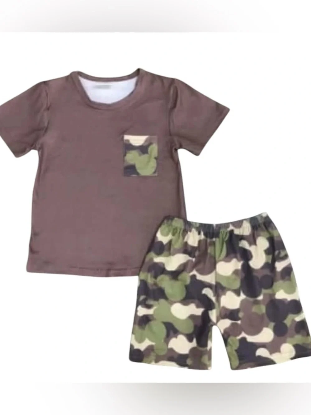 New Boys Mickey Camouflage/Mouse Ears Camouflage Short Set Disney Parks Outfit